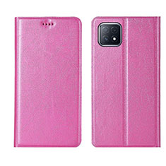 Oppo A53 5G用手帳型 レザーケース スタンド カバー Oppo ピンク