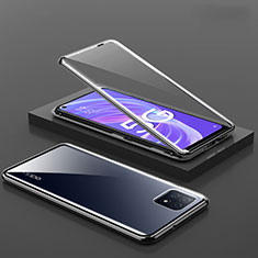 Oppo A53 5G用ケース 高級感 手触り良い アルミメタル 製の金属製 360度 フルカバーバンパー 鏡面 カバー M01 Oppo ブラック