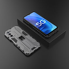 Oppo A53s 5G用ハイブリットバンパーケース スタンド プラスチック 兼シリコーン カバー マグネット式 T02 Oppo グレー