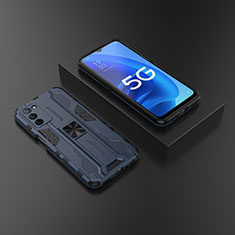 Oppo A53s 5G用ハイブリットバンパーケース スタンド プラスチック 兼シリコーン カバー マグネット式 T02 Oppo ネイビー