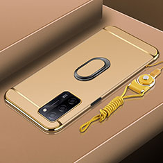 Oppo A53s 5G用ケース 高級感 手触り良い メタル兼プラスチック バンパー アンド指輪 P01 Oppo ゴールド