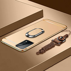 Oppo A54 5G用ケース 高級感 手触り良い メタル兼プラスチック バンパー アンド指輪 P03 Oppo ゴールド
