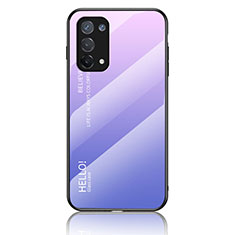 Oppo A54 5G用ハイブリットバンパーケース プラスチック 鏡面 虹 グラデーション 勾配色 カバー LS1 Oppo ラベンダー