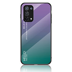 Oppo A54 5G用ハイブリットバンパーケース プラスチック 鏡面 虹 グラデーション 勾配色 カバー LS1 Oppo マルチカラー