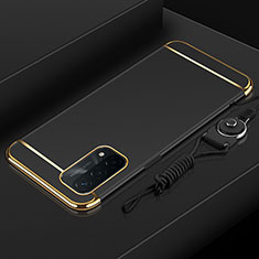 Oppo A54 5G用ケース 高級感 手触り良い メタル兼プラスチック バンパー P01 Oppo ブラック