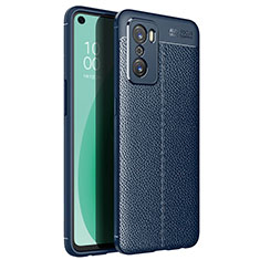 Oppo A55S 5G用シリコンケース ソフトタッチラバー レザー柄 カバー Oppo ネイビー