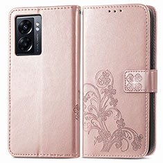 Oppo A56S 5G用手帳型 レザーケース スタンド 花 カバー Oppo ピンク