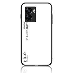 Oppo A56S 5G用ハイブリットバンパーケース プラスチック 鏡面 虹 グラデーション 勾配色 カバー LS1 Oppo ホワイト