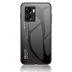 Oppo A56S 5G用ハイブリットバンパーケース プラスチック 鏡面 虹 グラデーション 勾配色 カバー LS1 Oppo ダークグレー