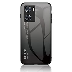 Oppo A57 4G用ハイブリットバンパーケース プラスチック 鏡面 虹 グラデーション 勾配色 カバー LS1 Oppo ダークグレー
