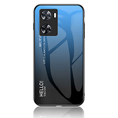Oppo A57 4G用ハイブリットバンパーケース プラスチック 鏡面 虹 グラデーション 勾配色 カバー LS1 Oppo ネイビー