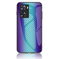 Oppo A57 4G用ハイブリットバンパーケース プラスチック 鏡面 虹 グラデーション 勾配色 カバー LS2 Oppo ネイビー