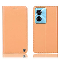 Oppo A58 4G用手帳型 レザーケース スタンド カバー H21P Oppo オレンジ