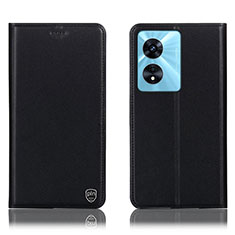 Oppo A58 4G用手帳型 レザーケース スタンド カバー H21P Oppo ブラック
