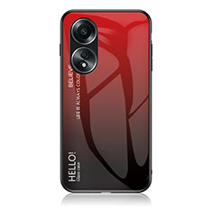 Oppo A58 4G用ハイブリットバンパーケース プラスチック 鏡面 虹 グラデーション 勾配色 カバー LS1 Oppo レッド