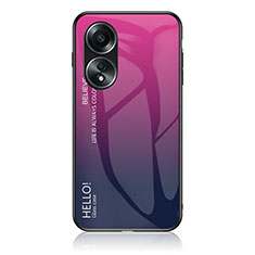 Oppo A58 4G用ハイブリットバンパーケース プラスチック 鏡面 虹 グラデーション 勾配色 カバー LS1 Oppo ローズレッド