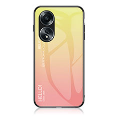 Oppo A58 4G用ハイブリットバンパーケース プラスチック 鏡面 虹 グラデーション 勾配色 カバー LS1 Oppo イエロー