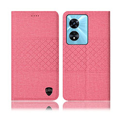 Oppo A58 5G用手帳型 布 スタンド H13P Oppo ピンク
