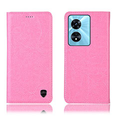 Oppo A58 5G用手帳型 レザーケース スタンド カバー H04P Oppo ピンク