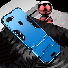 Oppo A7用ハイブリットバンパーケース プラスチック アンド指輪 兼シリコーン カバー Oppo ブルー