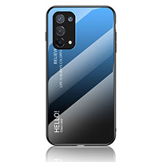 Oppo A74 4G用ハイブリットバンパーケース プラスチック 鏡面 虹 グラデーション 勾配色 カバー LS1 Oppo ネイビー