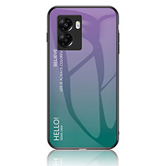 Oppo A77 5G用ハイブリットバンパーケース プラスチック 鏡面 虹 グラデーション 勾配色 カバー LS1 Oppo マルチカラー