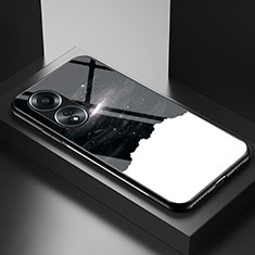 Oppo A78 4G用ハイブリットバンパーケース プラスチック パターン 鏡面 カバー LS2 Oppo ブラック