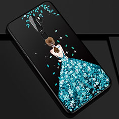 Oppo A9 (2020)用シリコンケース ソフトタッチラバー バタフライ ドレスガール ドレス少女 カバー S01 Oppo ネイビー