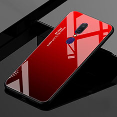 Oppo A9用ハイブリットバンパーケース プラスチック 鏡面 虹 グラデーション 勾配色 カバー Oppo レッド