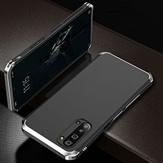 Oppo A91用ケース 高級感 手触り良い アルミメタル 製の金属製 カバー T01 Oppo シルバー