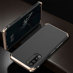 Oppo A91用ケース 高級感 手触り良い アルミメタル 製の金属製 カバー T01 Oppo ゴールド・ブラック