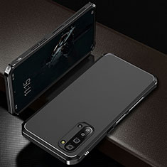 Oppo A91用ケース 高級感 手触り良い アルミメタル 製の金属製 カバー T01 Oppo ブラック
