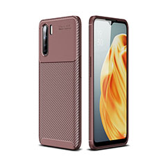 Oppo A91用シリコンケース ソフトタッチラバー ツイル カバー Oppo ブラウン