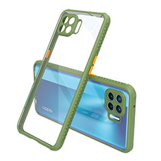 Oppo A93用ハイブリットバンパーケース クリア透明 プラスチック 鏡面 カバー Oppo グリーン