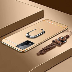 Oppo A93s 5G用ケース 高級感 手触り良い メタル兼プラスチック バンパー アンド指輪 P01 Oppo ゴールド