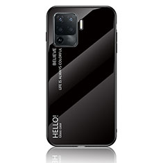 Oppo A94 4G用ハイブリットバンパーケース プラスチック 鏡面 虹 グラデーション 勾配色 カバー LS1 Oppo ブラック