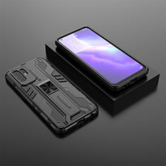 Oppo A94 5G用ハイブリットバンパーケース スタンド プラスチック 兼シリコーン カバー マグネット式 T02 Oppo ブラック