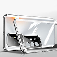 Oppo A94 5G用ケース 高級感 手触り良い アルミメタル 製の金属製 360度 フルカバーバンパー 鏡面 カバー P01 Oppo シルバー