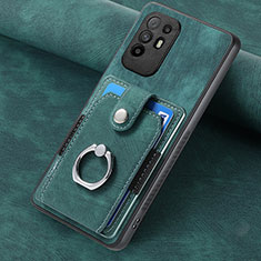 Oppo A94 5G用シリコンケース ソフトタッチラバー レザー柄 カバー SD1 Oppo グリーン