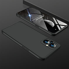 Oppo A96 5G用ハードケース プラスチック 質感もマット 前面と背面 360度 フルカバー Oppo ブラック