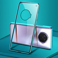 Oppo Ace2用ケース 高級感 手触り良い アルミメタル 製の金属製 360度 フルカバーバンパー 鏡面 カバー T02 Oppo シアン
