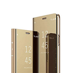 Oppo AX5用手帳型 レザーケース スタンド 鏡面 カバー L02 Oppo ゴールド