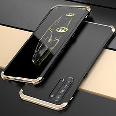 Oppo F15用ケース 高級感 手触り良い アルミメタル 製の金属製 カバー Oppo ゴールド・ブラック