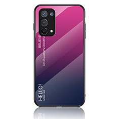 Oppo F19s用ハイブリットバンパーケース プラスチック 鏡面 虹 グラデーション 勾配色 カバー LS1 Oppo ローズレッド