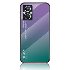 Oppo F21 Pro 5G用ハイブリットバンパーケース プラスチック 鏡面 虹 グラデーション 勾配色 カバー LS1 Oppo マルチカラー