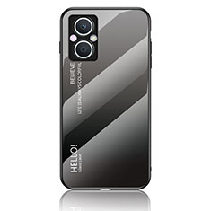 Oppo F21 Pro 5G用ハイブリットバンパーケース プラスチック 鏡面 虹 グラデーション 勾配色 カバー LS1 Oppo ダークグレー