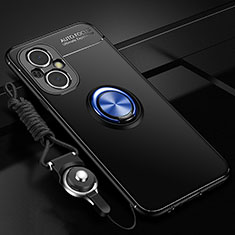 Oppo F21 Pro 5G用極薄ソフトケース シリコンケース 耐衝撃 全面保護 アンド指輪 マグネット式 バンパー JM3 Oppo ネイビー・ブラック