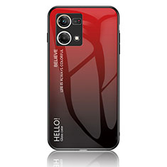 Oppo F21s Pro 4G用ハイブリットバンパーケース プラスチック 鏡面 虹 グラデーション 勾配色 カバー LS1 Oppo レッド