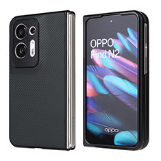Oppo Find N2 5G用ハイブリットバンパーケース 高級感 手触り良いレザー柄 兼プラスチック BY1 Oppo ダークグレー