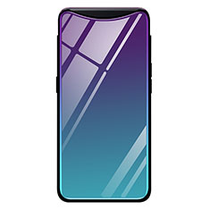 Oppo Find X用ハイブリットバンパーケース プラスチック 鏡面 虹 グラデーション 勾配色 カバー H01 Oppo ネイビー